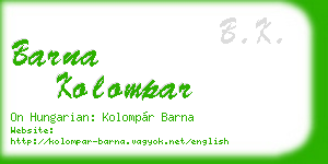 barna kolompar business card